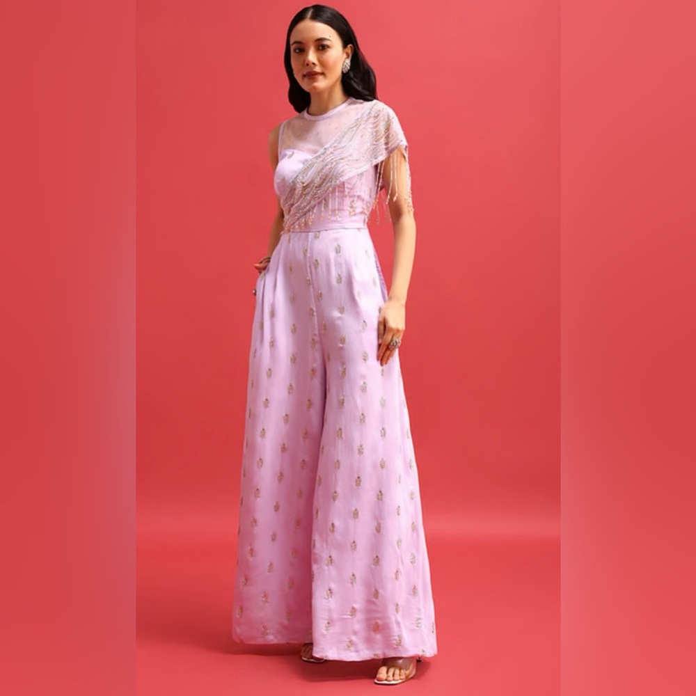 Kalki Purple Embroidered Jumpsuit with Sequin Work
